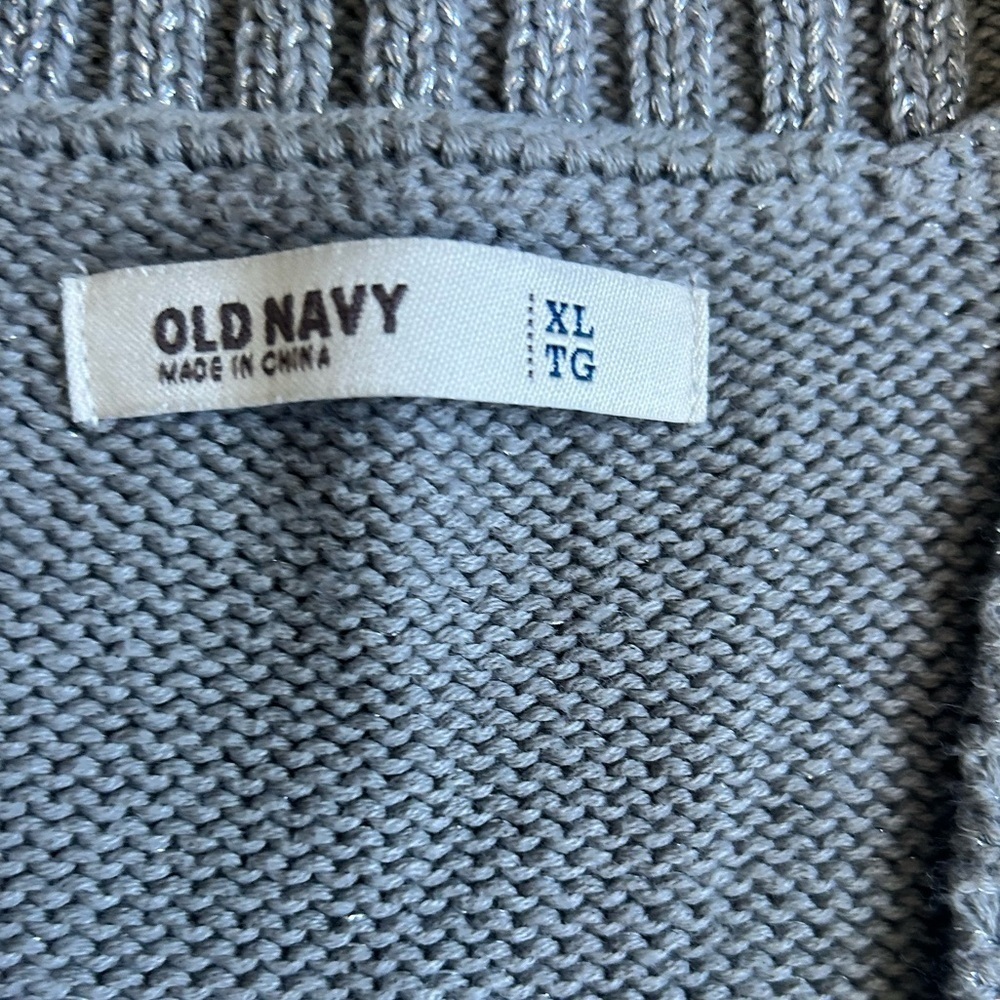 Old Navy long gray with metallic silver cardigan size XL - Picture 5 of 9